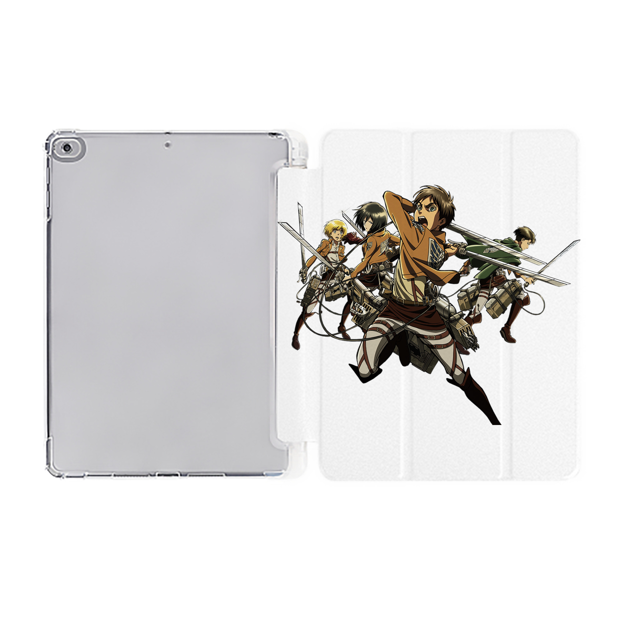 （画像用） 進撃の巨人 エレン･イェーガー Attack on Titan Eren Jäger IPad ケース ペン収納付き 三つ折りスタンド PUレザー×シリコン 対応機種9.5/10.5/10.9インチ